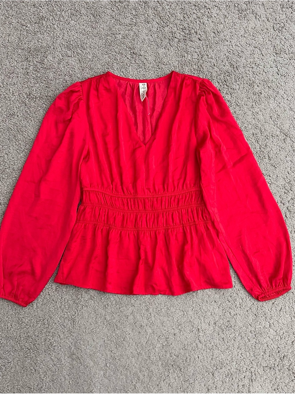 Dolan Red V-Neck Long Sleeve Blouse Womens M